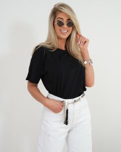 BY O LA LA! BLUZKA T-SHIRT Z HAFTEM CZARNA