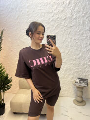 LA MILLA BLUZKA T-SHIRT OVERSIZE CHIC CZEKOLADA