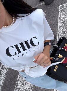 LA MILLA BLUZKA T-SHIRT CHIC Z WĘZŁĘM BIAŁA