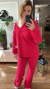BY O LA LA...! DRES KOMPLET WAFEL MAGENTA
