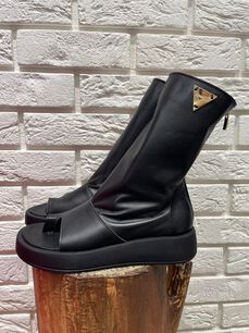 BY O LA LA...! BUTY BOTKI OPEN TOE CZARNE