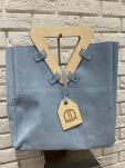 BY O LA LA !  TOREBKA SHOPPER Z DREWNIANĄ RĄCZKĄ NIEBIESKA - 4