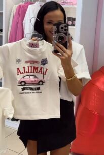 LA MILLA BLUZKA T-SHIRT DZIECIĘCY AUTO BIAŁY