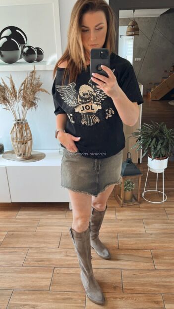 BY O LA LA! JEANSOWA SPÓDNICA VINTAGE CZARNA