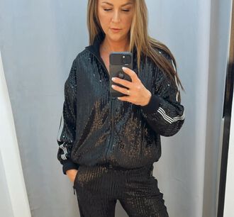 BY O LA LA! BLUZA Z CEKINAMI CZARNA
