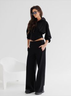 BY O LA LA...! KOMPLET BLUZA GORSET + SPODNIE CZARNY