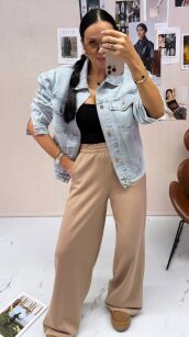 LA MILLA JEANSOWA KURTKA Z PODUSZKAMI NA RAMIONACH JASNONIEBIESKA