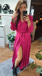BY O LA LA! KOPERTOWA SUKIENKA MAXI FUKSJA
