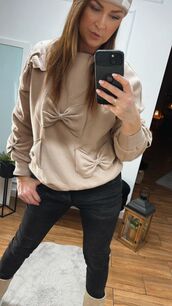 BY O LA LA...! DRESOWA BLUZA Z KOKARDAMI BEŻ