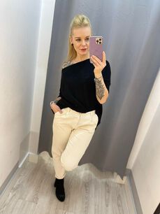 BY O LA LA! SPODNIE SZTRUKSOWE ŚMIETANA