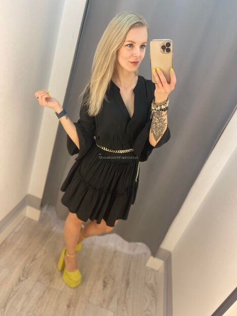 BY O LA LA! TRAPEZOWA SUKIENKA SARA CZARNA