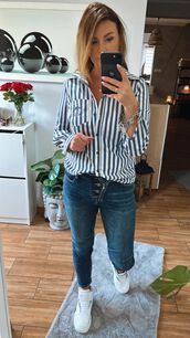 BY O LA LA! SPODNIE JEANSY ZIP NIEBIESKIE
