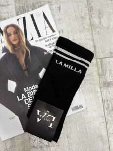 LA MILLA SKARPETY DŁUGIE Z LOGO CZARNE