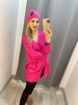 BY O LA LA...! CIENKI KARDIGAN BLUZA OVERSIZE FUKSJA - 4