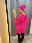 BY O LA LA...! CIENKI KARDIGAN BLUZA OVERSIZE FUKSJA - 5