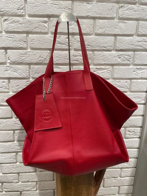 BY O LA LA ! TOREBKA SHOPPER Z ZAWIESZKĄ CZERWONA
