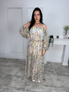 BY O LA LA! SUKIENKA MAXI BALI BŁĘKIT/MULTICOLOR