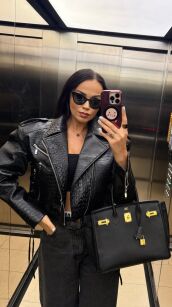 LA MILLA KURTKA RAMONESKA Z TŁOCZONEJ ECO SKÓRY CZARNA