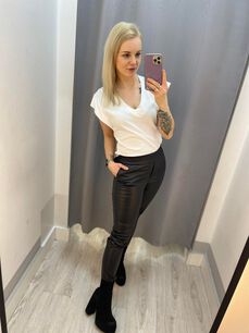 BY O LA LA! SPODNIE  Z ECO SKÓRY CZARNE