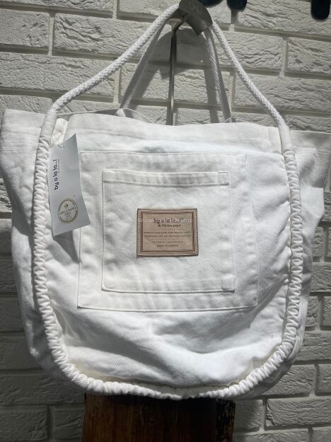 BY O LA LA! DZIANINOWA TOREBKA SHOPPER ŚMIETANOWA