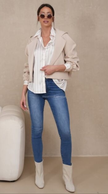 BY O LA LA! SPODNIE JEANS RURKI PUSH UP LOGO HEART NIEBIESKIE