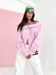 LA MILLA KOSZULA OVERSIZE W PASY ŁÓDKA RÓŻ - 2