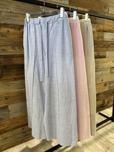BY O LA LA! SPODNIE WIDE LEG W PASKI NIEBIESKIE