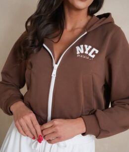 BY O LA LA! KRÓTKA BLUZA NYC MOKKA