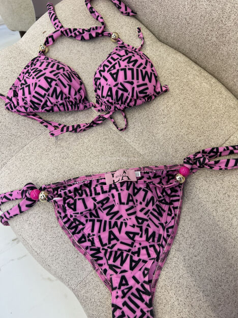 LA MILLA BIKINI KOSTIUM KĄPIELOWY PRINT LOGO RÓŻ