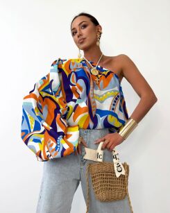 LA MILLA LNIANA BLUZKA NA JEDNO RAMIĘ MULTICOLOR/NIEBIESKA