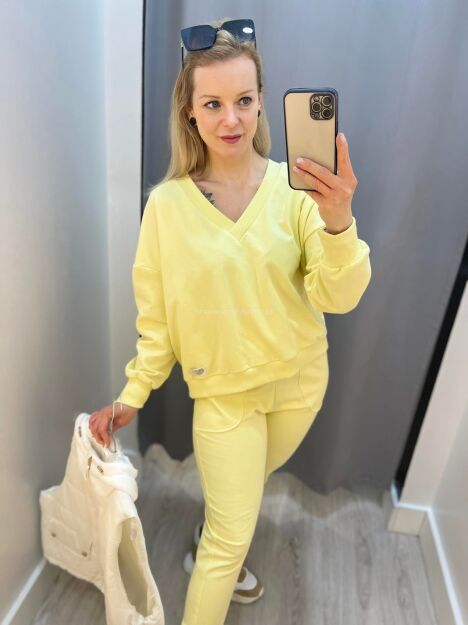 BY O LA LA...! DRES KOMPLET V-NECK ŻÓŁTY