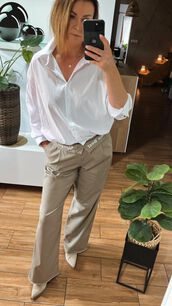 BY O LA LA! DRELICHOWE SPODNIE WIDE LEG FANGO