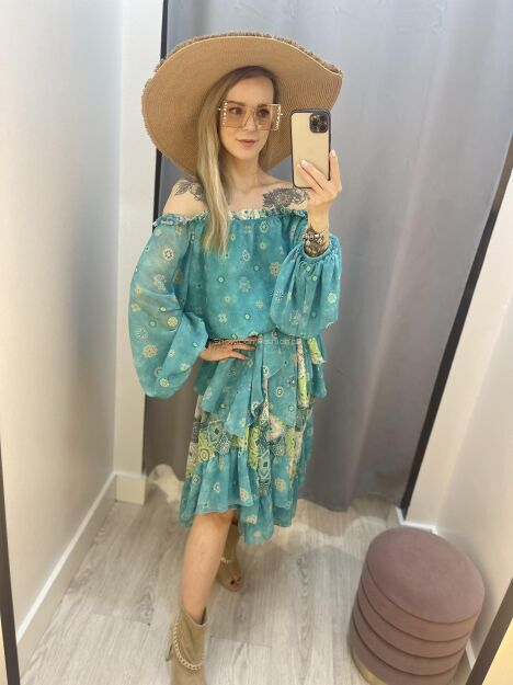 BY O LA LA ! SUKIENKA HISZPANKA BOHO MORSKA