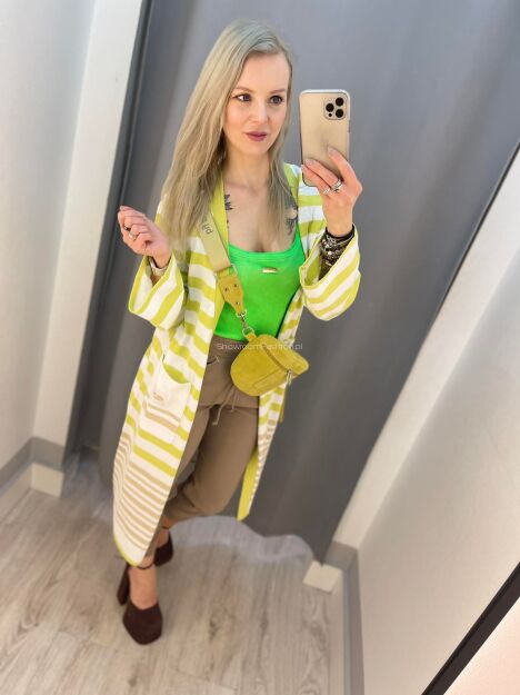 BY O LA LA...! KARDIGAN SWETER W PASY LIMONKA