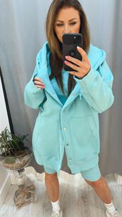 BY O LA LA! OVERSIZOWA BLUZA NAPY NIEBIESKA