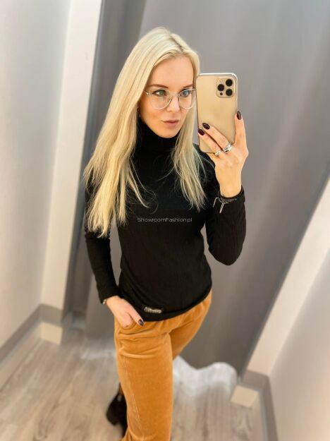 BY O LA LA...! CIENKI SWETROWY GOLF JODEŁKA CZARNY