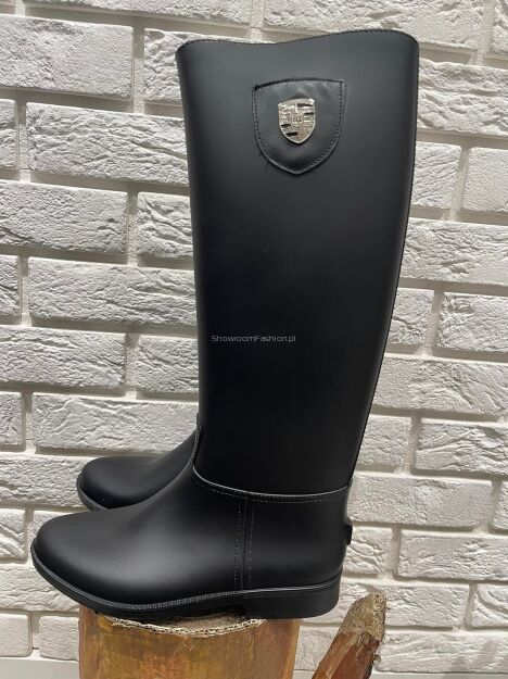 BY O LA LA...! BUTY KALOSZE TARCZA CZARNE/SREBRO
