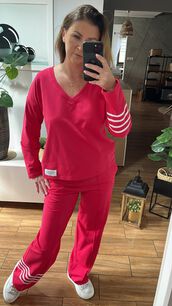 BY O LA LA...! DRES KOMPLET PASKI MAGENTA