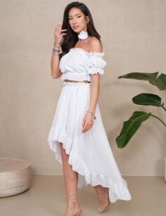 BY O LA LA...! BATYSTOWY KOMPLET BOHO CAPRI BIAŁY
