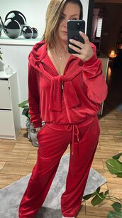 BY O LA LA...! DRES KOMPLET WELUROWY MAGENTA