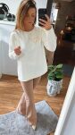 BY O LA LA! DRESOWA BLUZA Z RÓŻAMI ŚMIETANA - 4