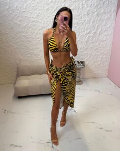 LA MILLA SPÓDNICA MIDI ZEBRA ŻÓŁTA/CZARNA