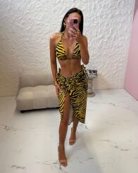 LA MILLA SPÓDNICA MIDI ZEBRA ŻÓŁTA/CZARNA