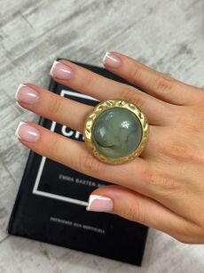 PIERŚCIONEK Z OKRĄGŁYM OCZKIEM ZŁOTO/ZIELEŃ/MORSKI