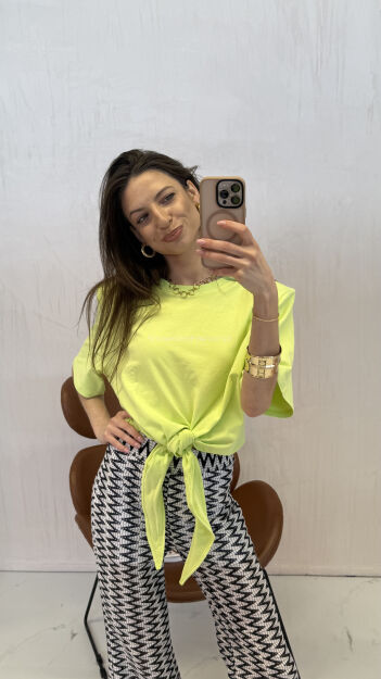 LA MILLA BLUZKA T-SHIRT KRÓTKI WĘZEŁ LIMONKA
