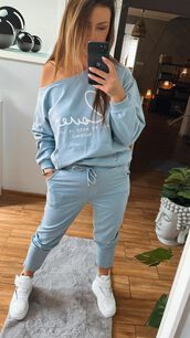 BY O LA LA! DRESOWE SPODNIE Z KIESZENIĄ WINTER BLUE