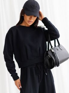 BY O LA LA!  BLUZA Z MARSZCZENIEM Z TYŁU CZARNA