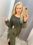 BY O LA LA! OVERSIZOWA BLUZA Z KIESZONKĄ KHAKI - 3