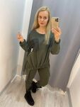 BY O LA LA! OVERSIZOWA BLUZA Z KIESZONKĄ KHAKI - 2