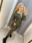 BY O LA LA! OVERSIZOWA BLUZA Z KIESZONKĄ KHAKI - 6